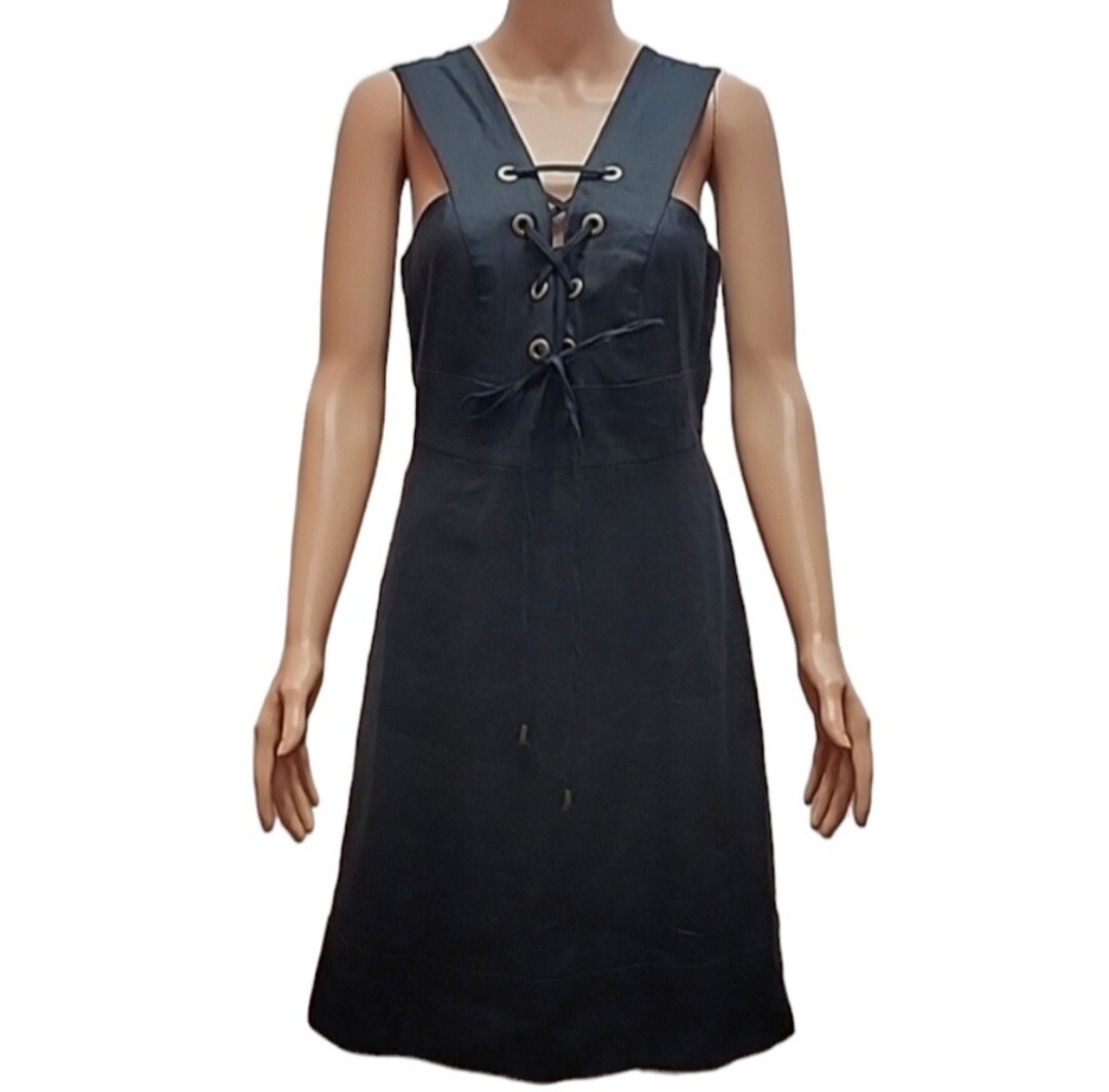 J.Crew Lace-up dress in structured linen Little Black Dress Womens Size 10 NWT