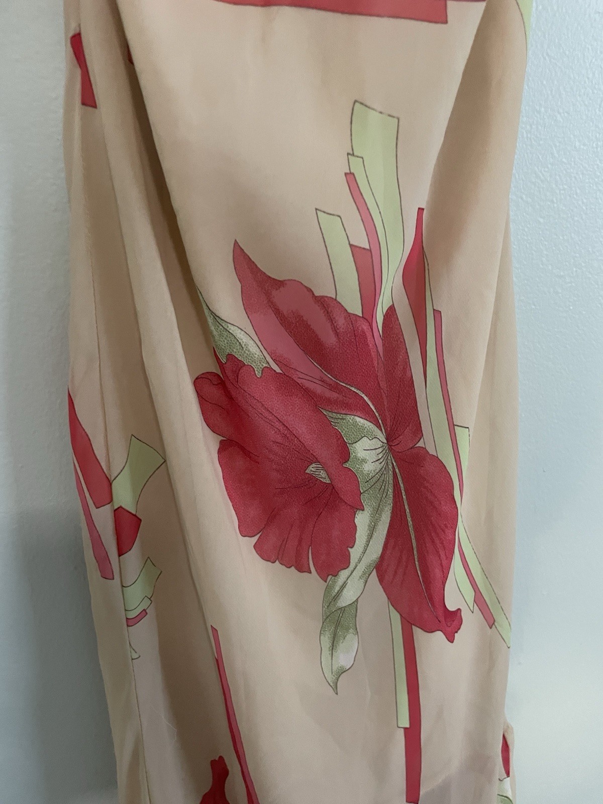 Gorgeous Floral Halter Midi Dress Beige with Pink&Green Floral Hawaiian Dress