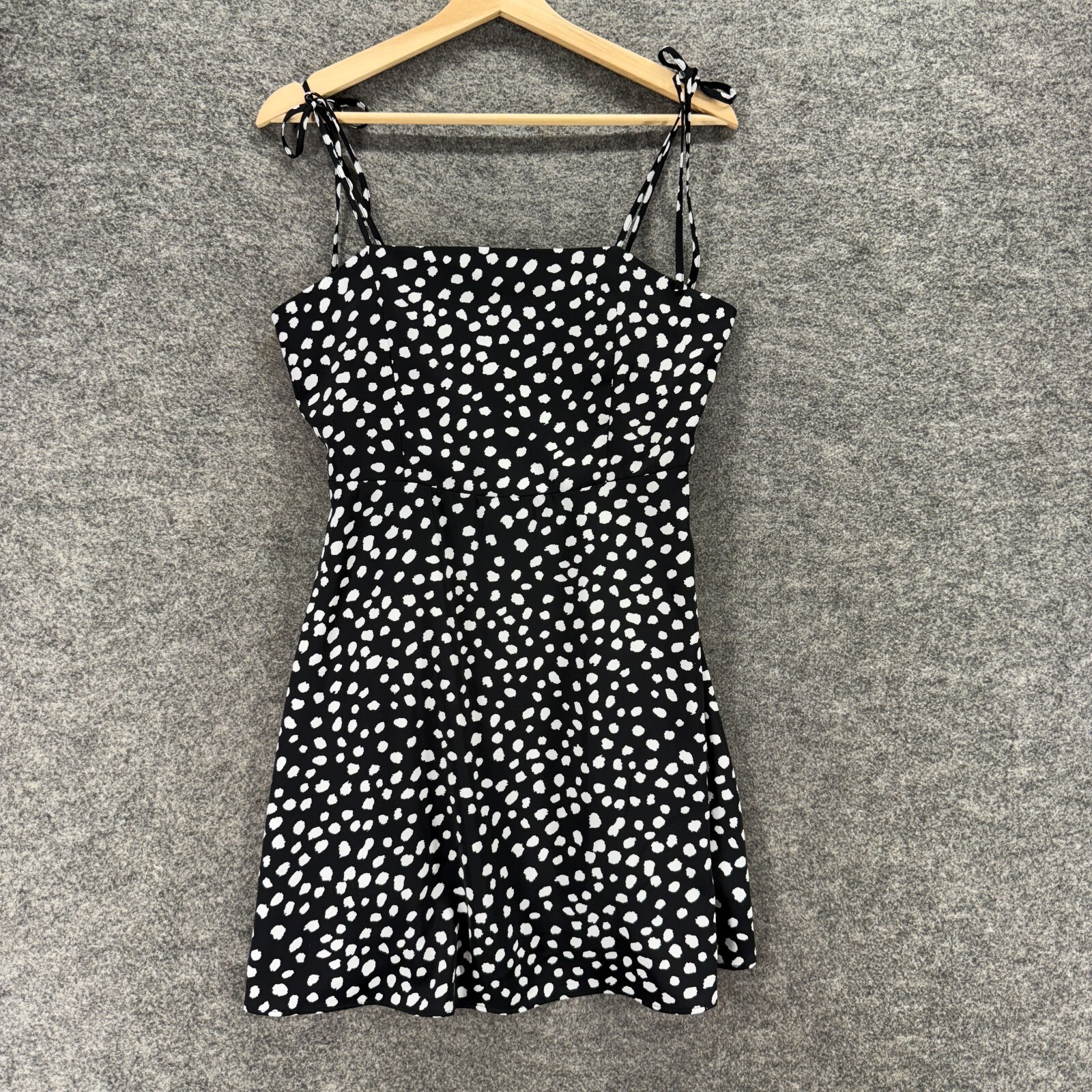 Unbranded Mini Dress Women M Black Polka Dot Short Lined Sleeveless