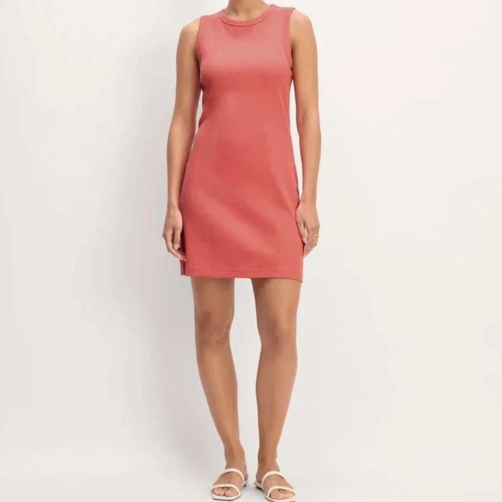 Everlane Organic Cotton Rib Mini Tank Dress Coral Red Size XS Bodycon Shift
