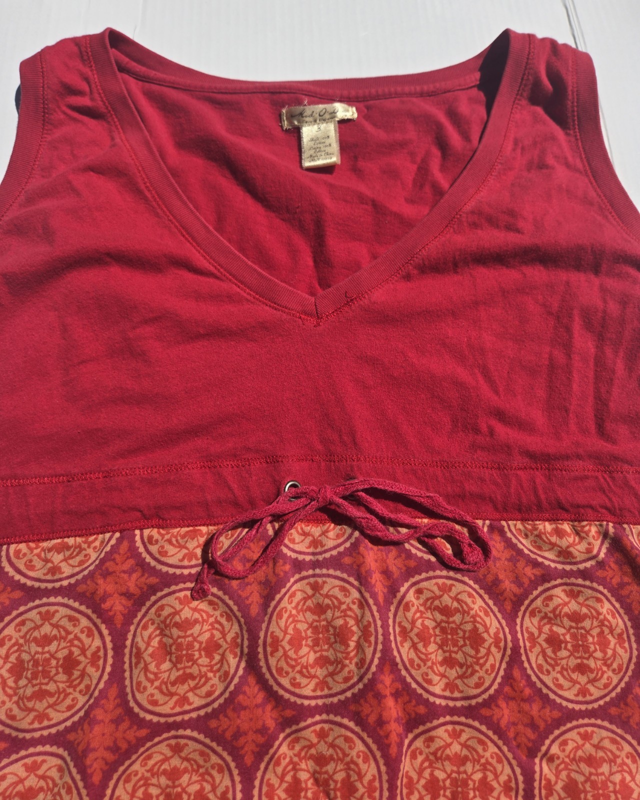 Vintage Boutique VAri-O-De Casual Elegance Babydoll Top Boho Cotton Size M