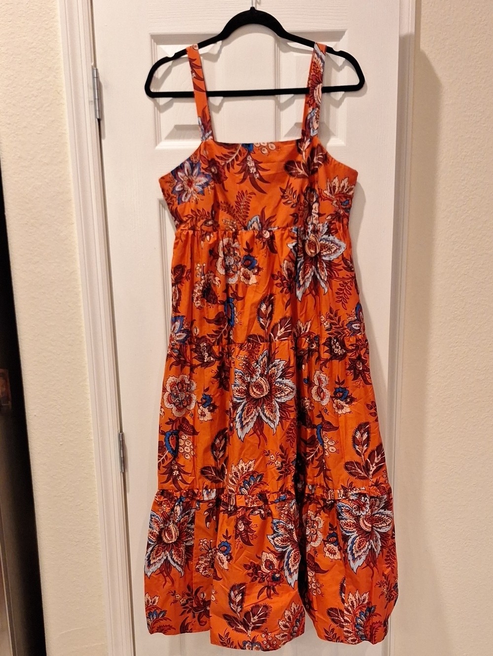 Rhode for Target – Orange Floral Tiered Midi Cotton Sundress – Medium NWT