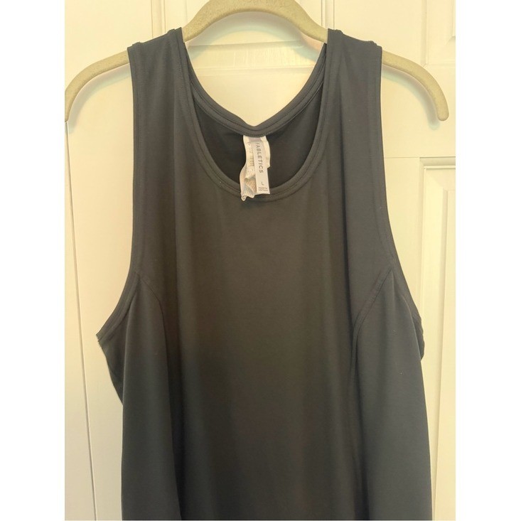 Fabletics Black Sleeveless Midi Maxi Tank Dress Side Slit Stretch Women’s Large