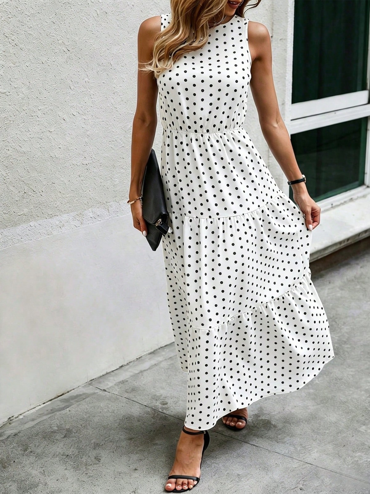 Ladies A Line Cut Ruffle Hem Louniche Maxi Dress