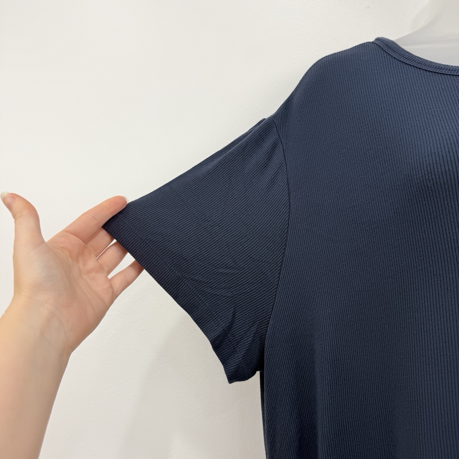 Barefoot Dreams Malibu Collection Rib Henley Dress 2X Navy Comfort Lounge Bamboo