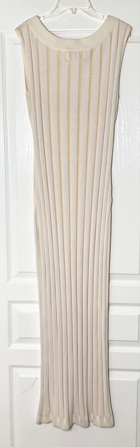 SANCIA Ecru Beige Ivory White Wide Ribbed Knit Margot Midi Maxi Dress XL = 14/16
