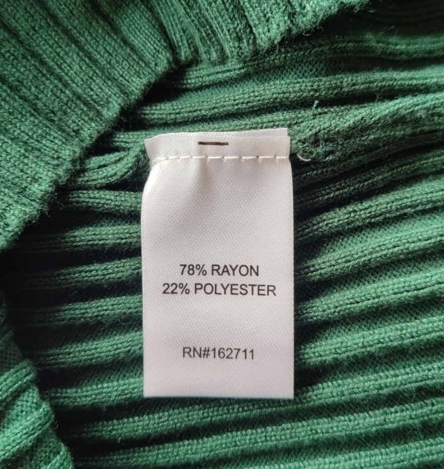 Major Label Group Teal Green Ribbed Knit Sweater Dress Sz S Ruffle Mock Neck