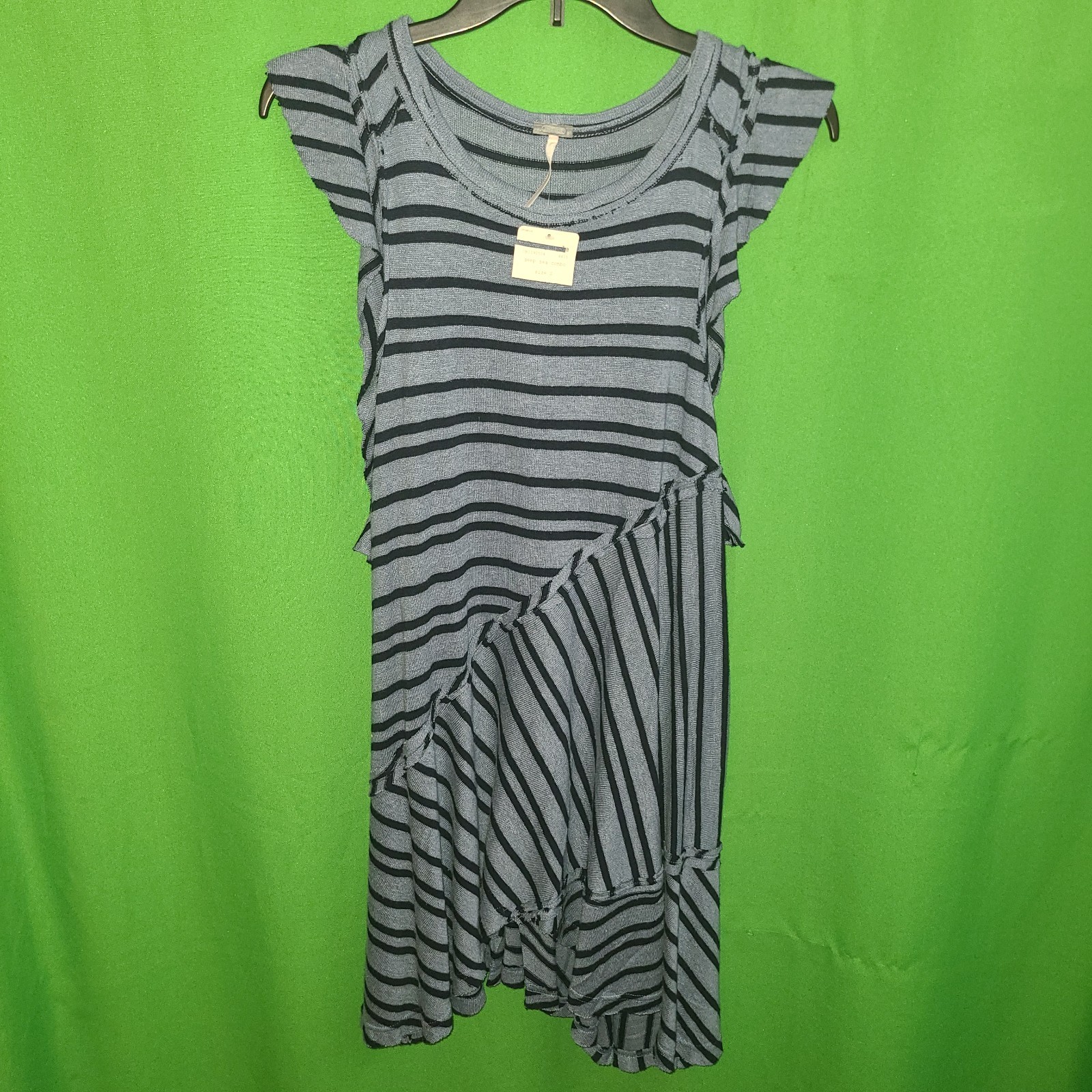 4920) NWT FREE PEOPLE small blue knit dress striped at knee new