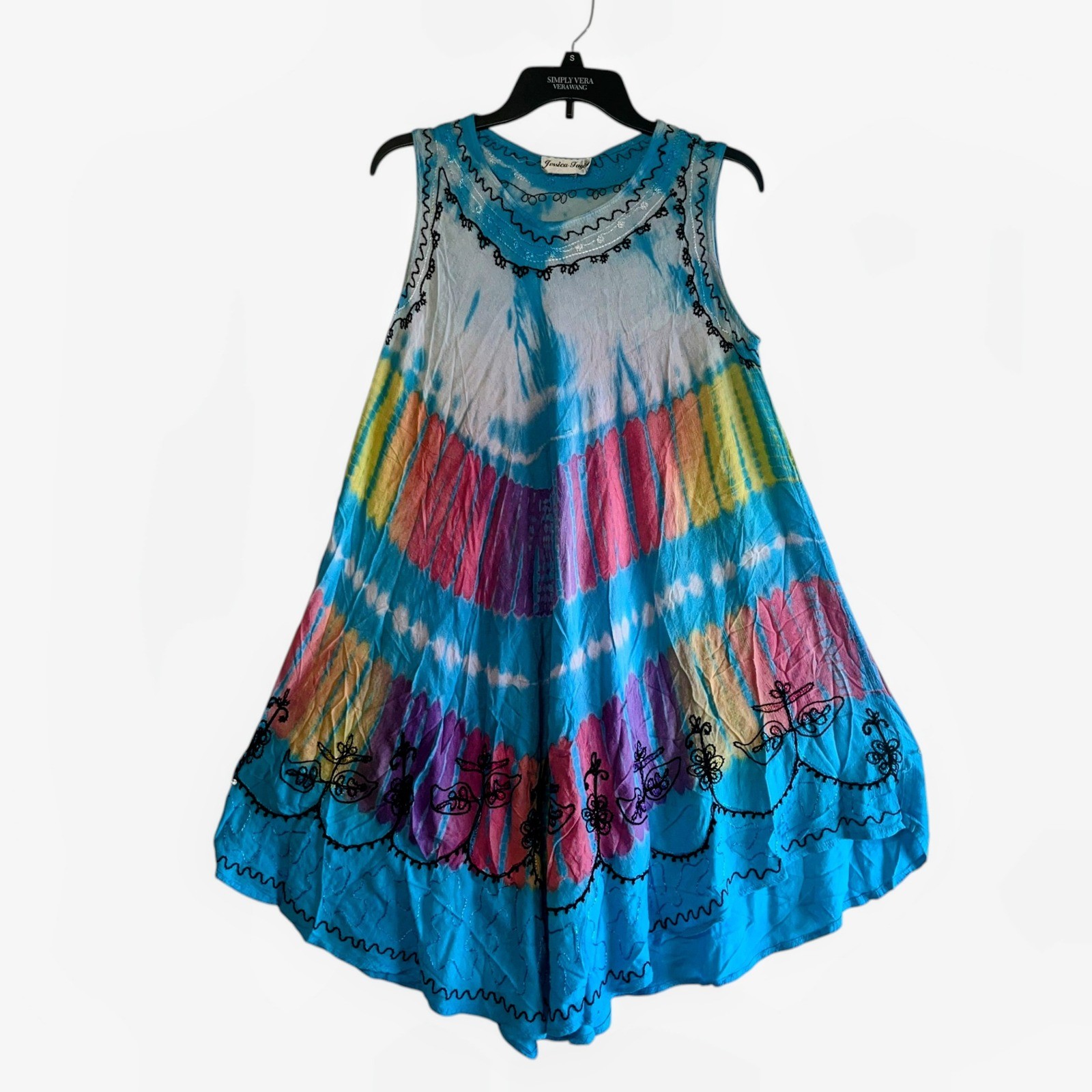Vintage Jessica Taylor Tie Dye Boho Swing Dress One Size Viscose Beachwear