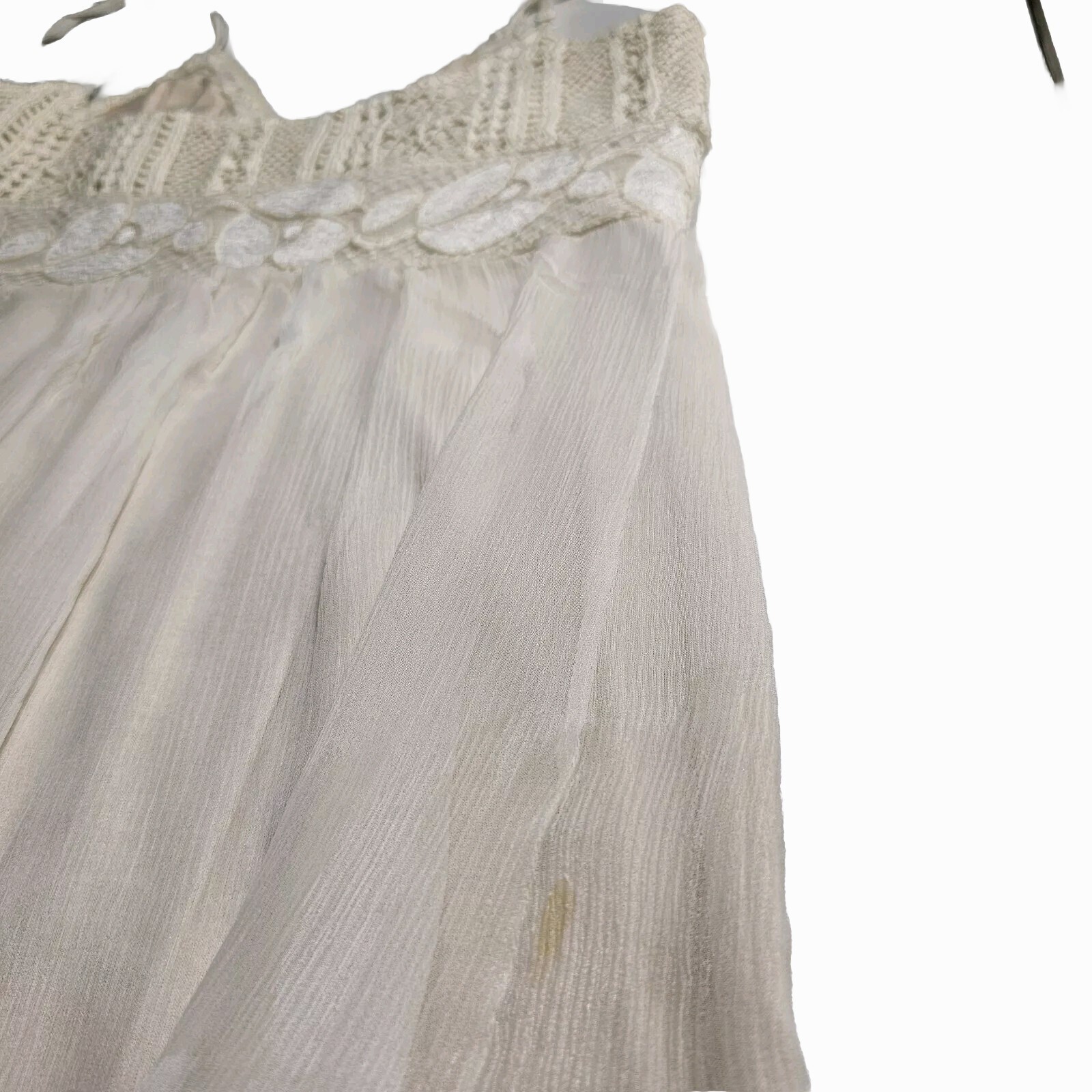 MARIA BIANCA NERO Empire Waist Crochet Accent Ivory Small P Sexy Elegant Dress