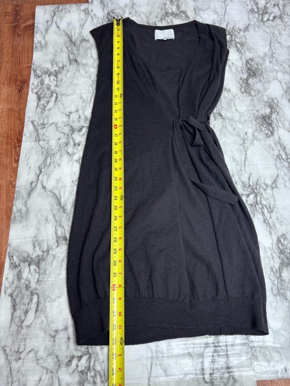 3.1 Phillip Lim Wool Cashmere Blend Grey Sleeveless Tie-Waist Midi Dress small
