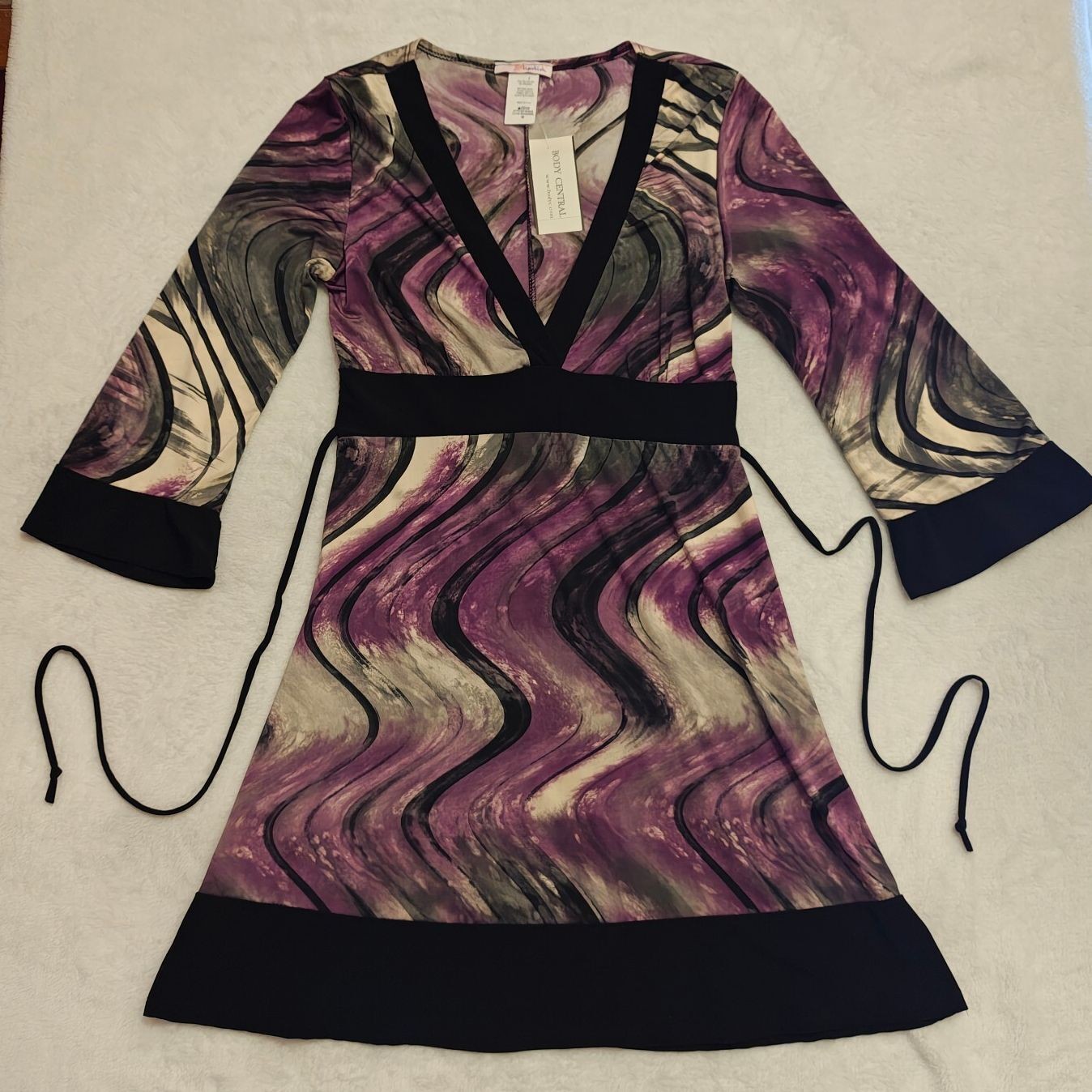 Deadstock Y2K Lipstick babydoll jersey dress w/ bell sleeves and tie back
