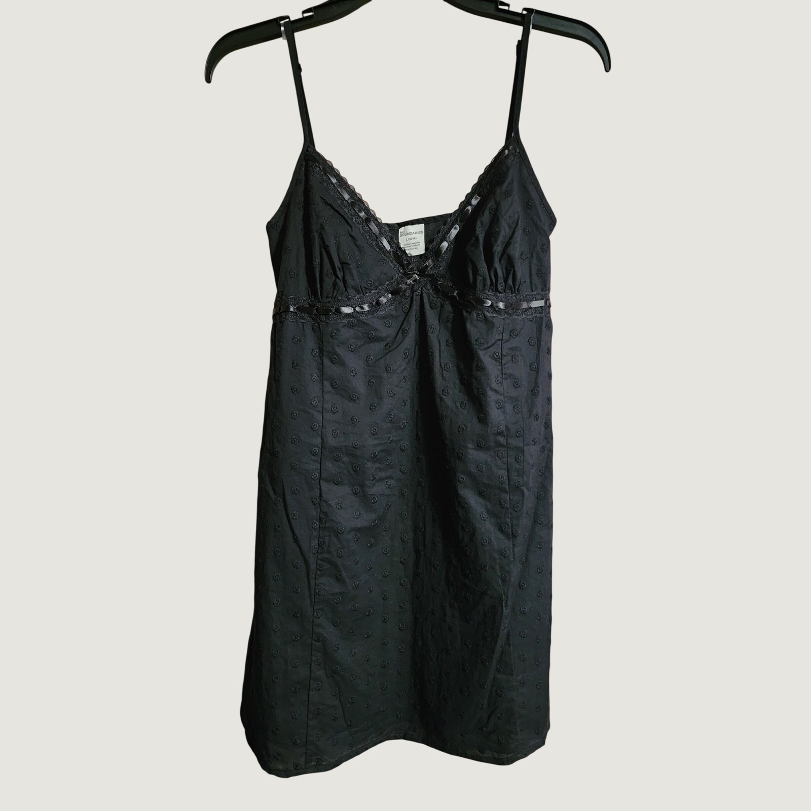 No Boundaries Triangle A-Line Mini Dress Swiss Dot Large Black Soot