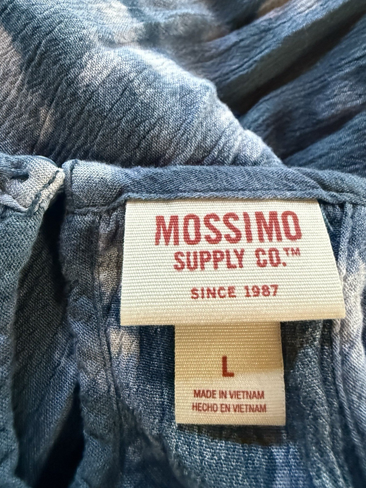 Mossimo Supply Co. M Blue Tie Dye Rayon Sleeveless Tunic Dress Sz Large