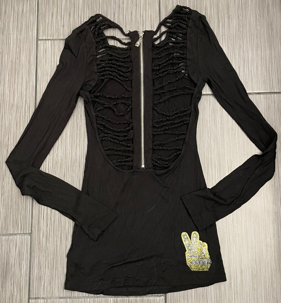 Affliction Motors Black Mini Dress Size XS Grunge Y2K Bodycon