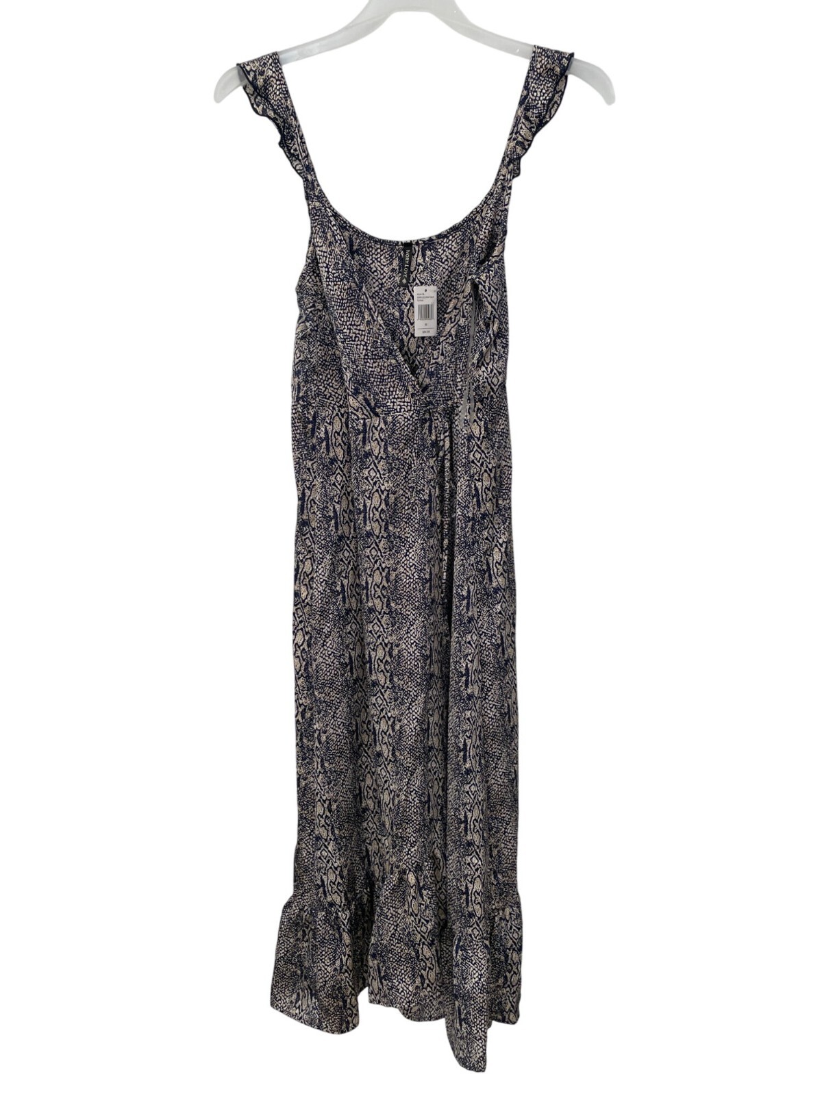 Ivory Love Python Surplice Wrap Midi Dress Size Medium Sleeveless Navy Cream NEW