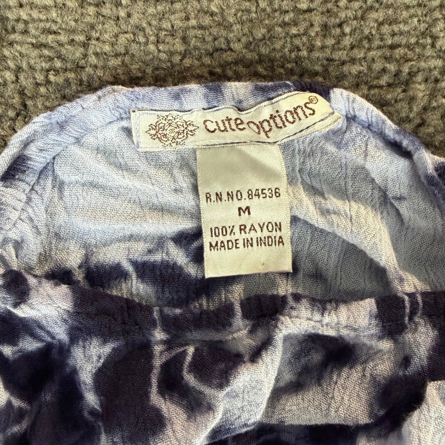 Cute Options Womens Medium Tie Dye Handkerchief Hem Boho Rayon Maxi Dress Blue