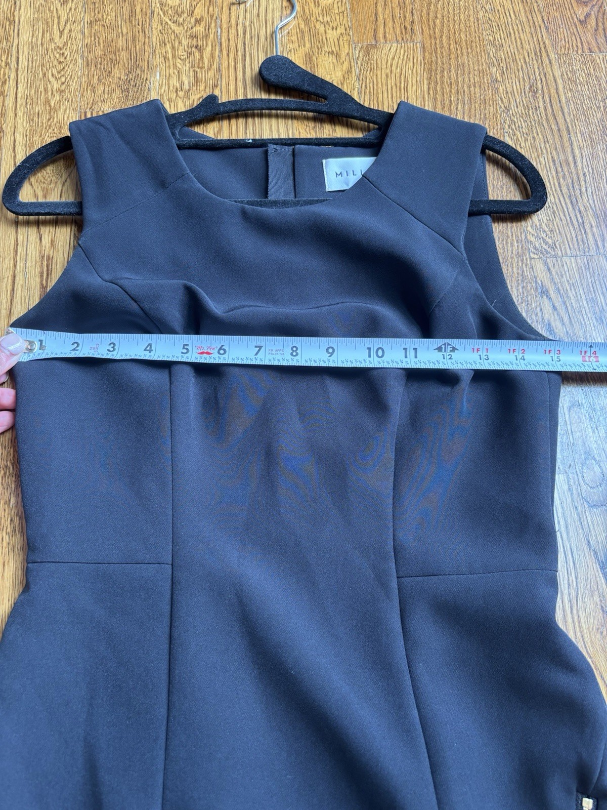 Milly Black Asymmetrical Dress Sold Zipper Slit Size 0 Made In USA Cocktail