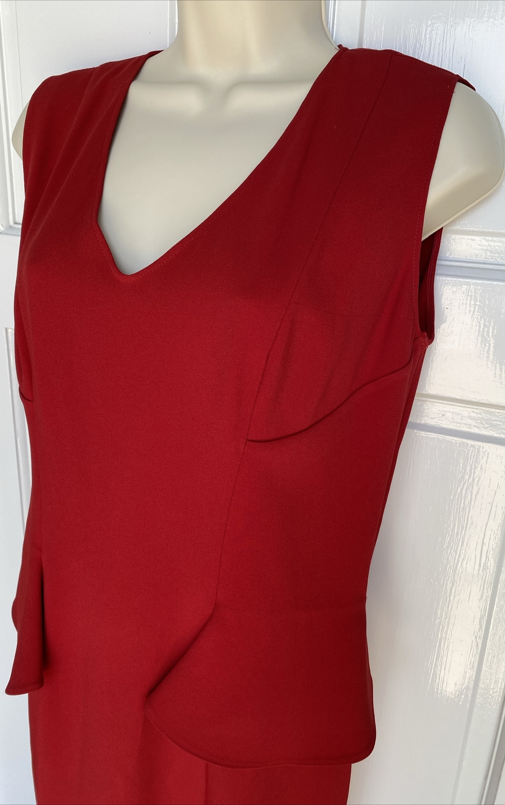 RealReal Ermanno Scervino Women’s V-Neck Red Peplum Dress M IT 42/44 US 6/8