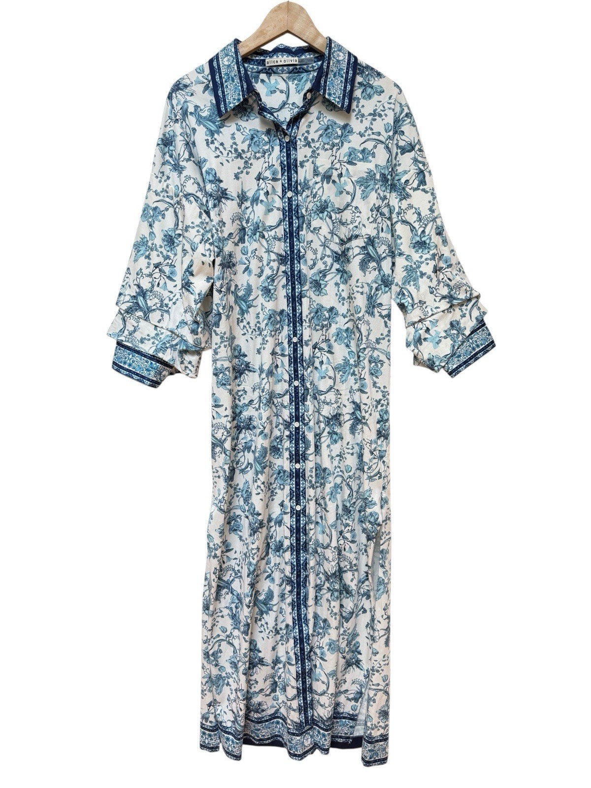 Alice + Olivia Tanika Button Down Maxi Dress Sz Medium No Belt