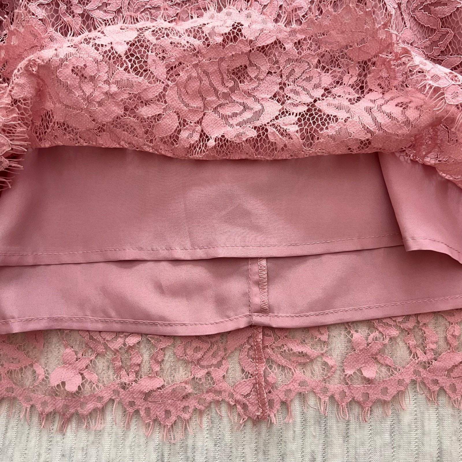 Forever 21 Pink Lace Bustier Mini Dress Adjustable Straps Feminine Sexy Womens L