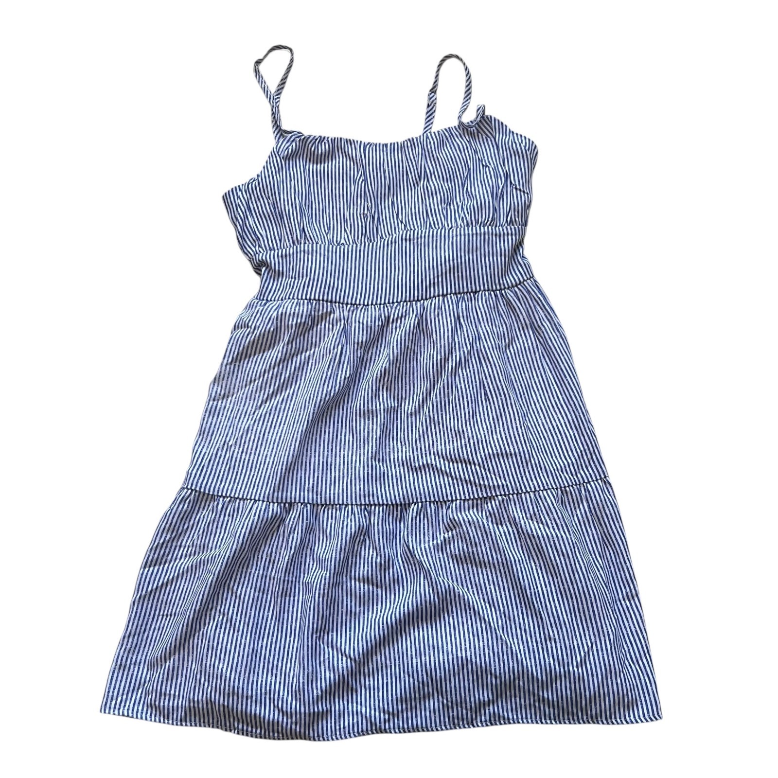 Madden Girl mini dress juniors Large sleeveless blue white stripes smocked