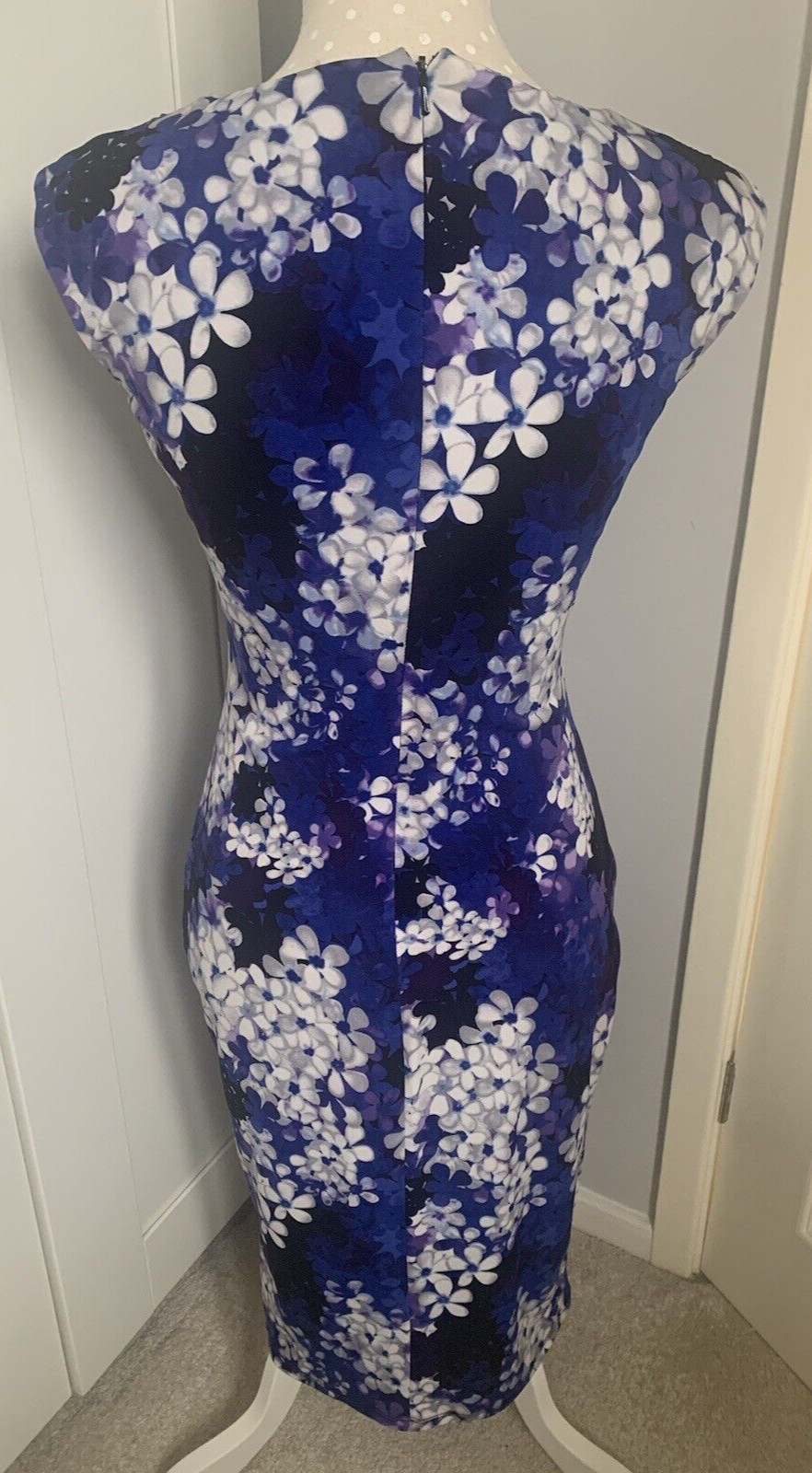 PHASE EIGHT ROYAL/PURPLE/BLACK WIGGLE DRESS SIZE 10 , LINED WEDDING VGC