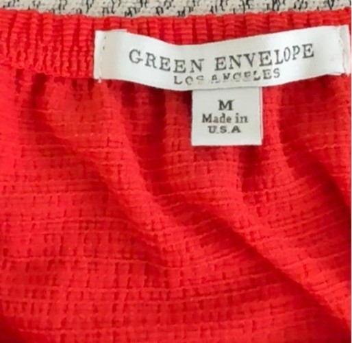GREEN ENVELOPE Red Halter Sundress Summer Relax Fit Tiered Mini Dress Cover Up M