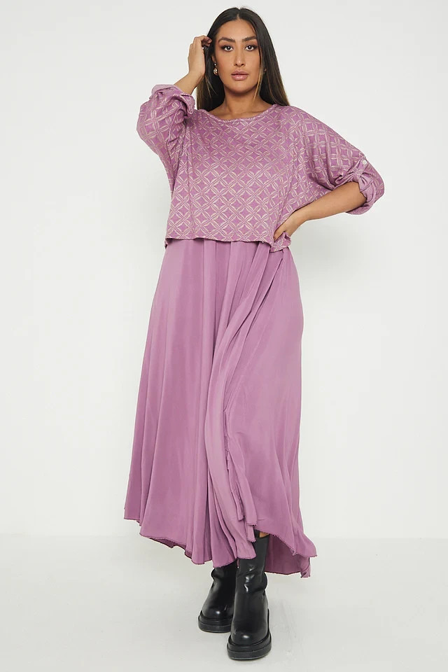 Made In Italy All Seasons Pink Geo Print Two Piece Maxi Dress Set One Size 14-20