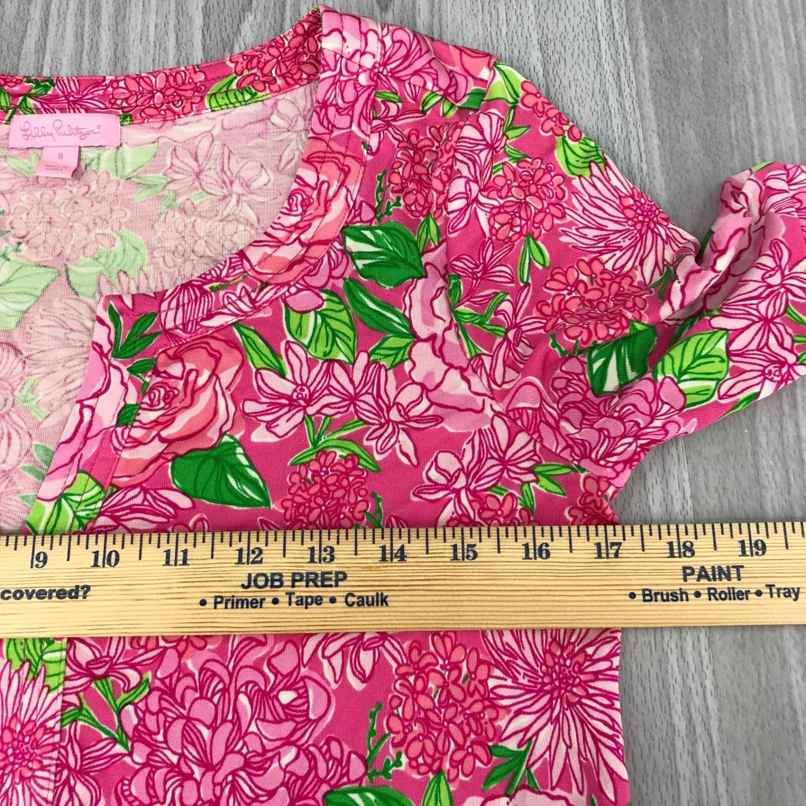 Lilly Pulitzer Pink Floral Silk Jersey Shift Dress Short Sleeve Size 6