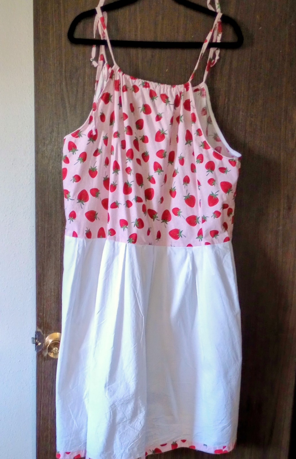 Plus Size 3X Cotton Strawberry Print Fabric Spaghett Strap Sun Dress
