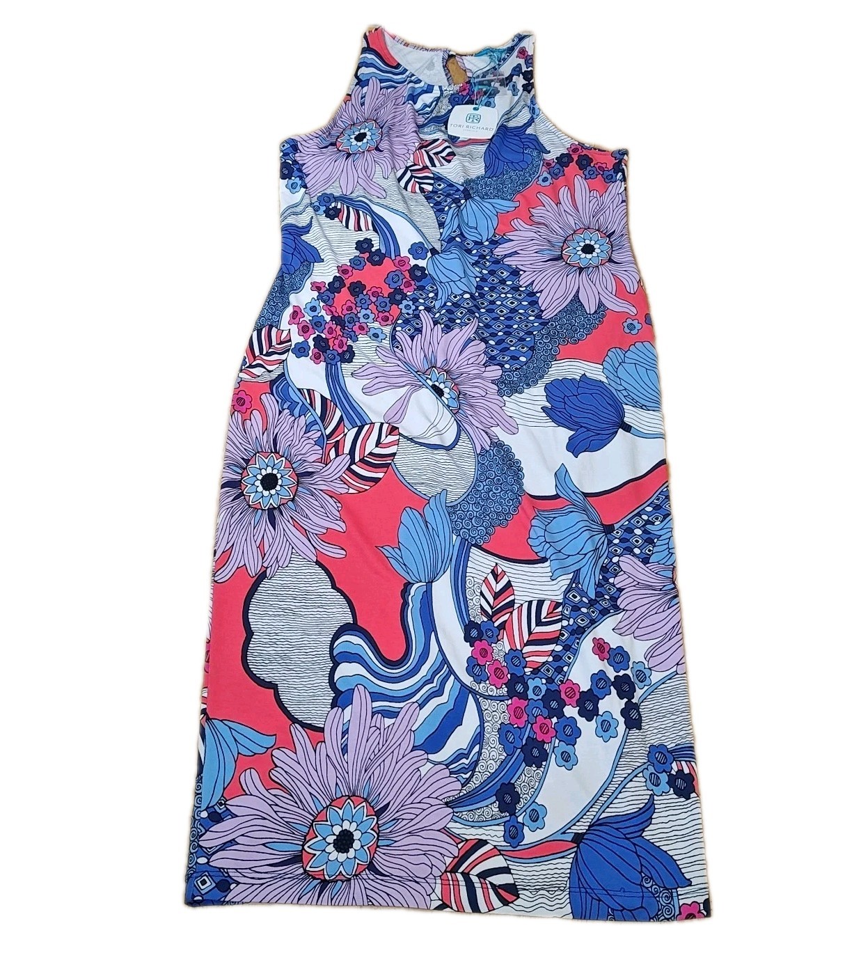 Tori Richard Honolulu Resort Aloha Midi Dress Jrs L Tropical Floral Hawaiian Nwt