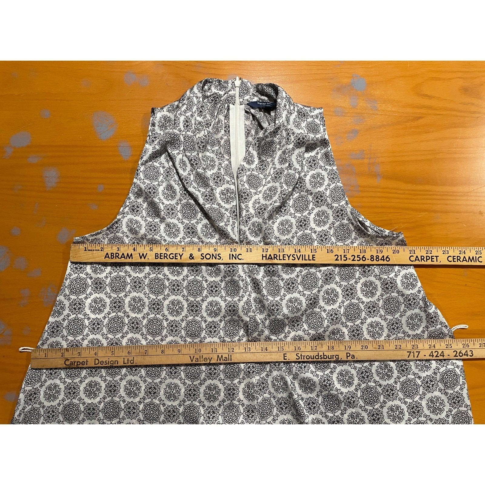 Peter Som Sleeveless Graphic Print Shift Dress Black White L Chic Resort Travel