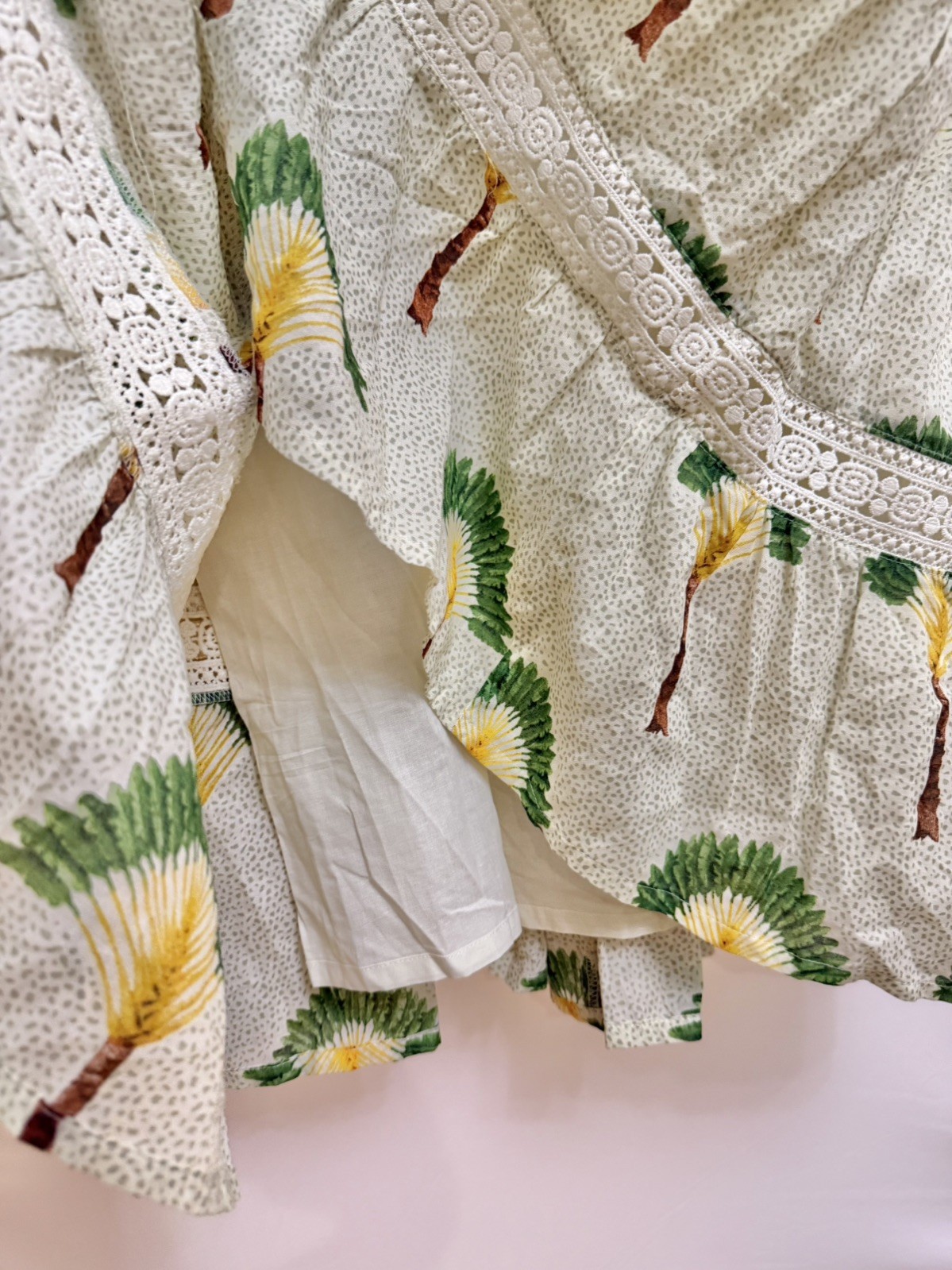 Calypso St Barth Summer Maxi Dress with Crocheted Tiered Smock Ruffle Tropical