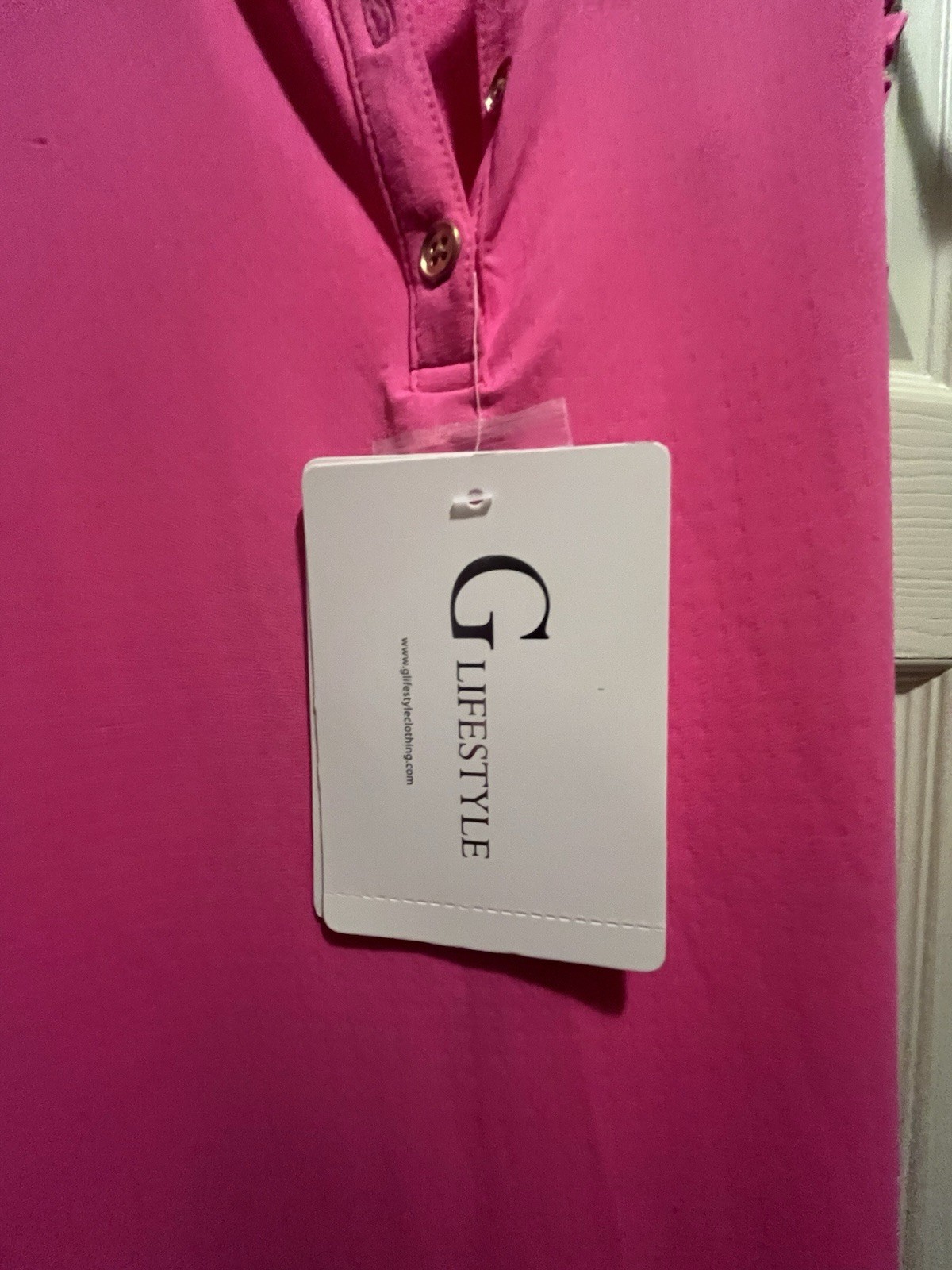G Lifestyle Pink Solid Sports Collared Sleeveless Ruffle Button Midi Dress XS