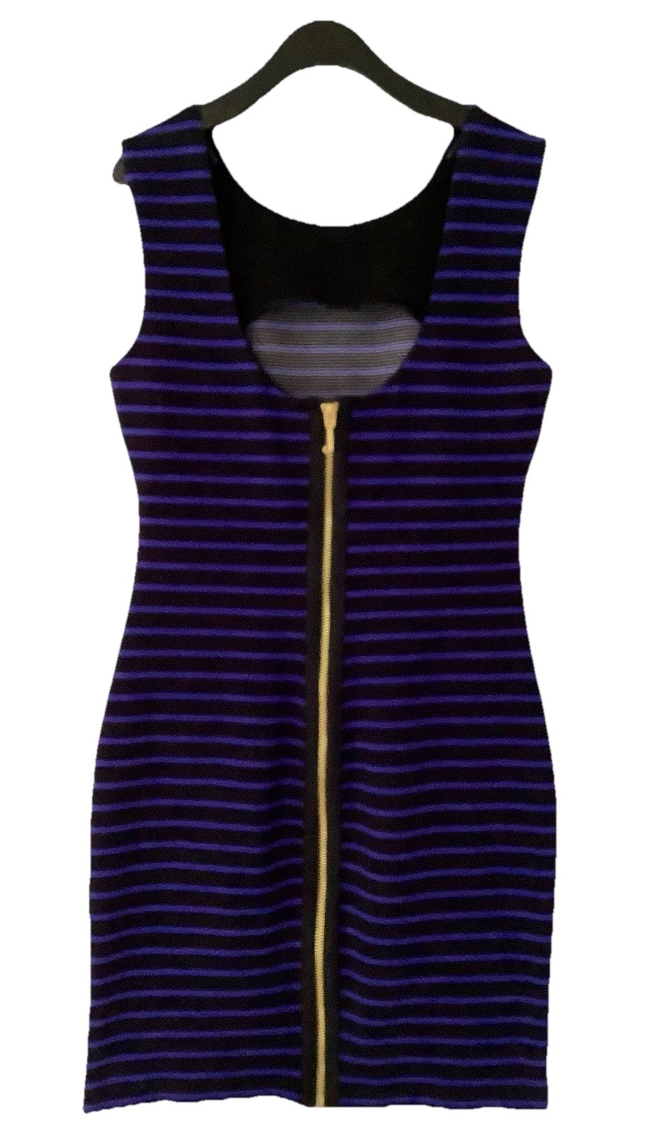JUICY COUTURE FITTED STRIPE PONTE DRESS Expose Zipper Bodycon Mini AVERY BLACK S