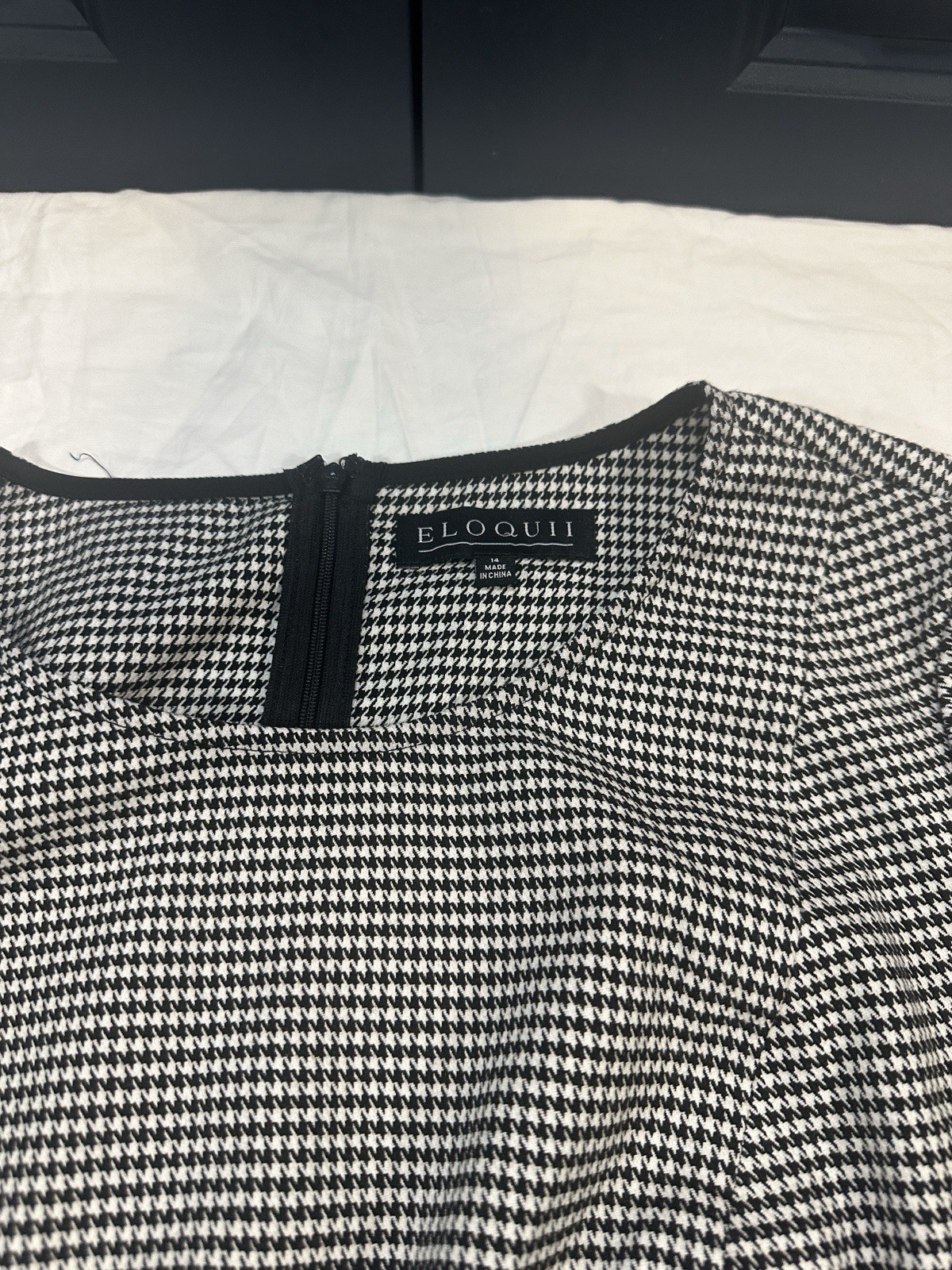NWT Eloquii White and Black Grid Pattern Midi Dress Size 14
