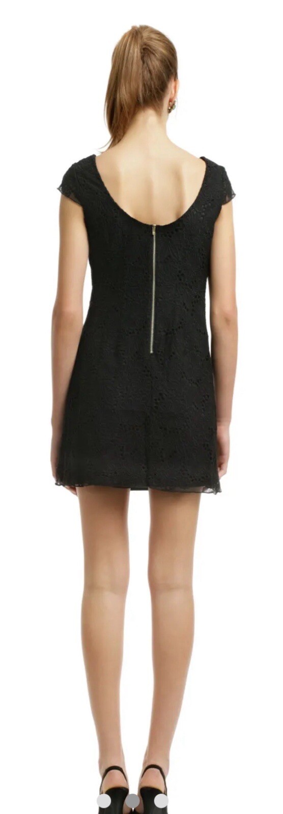 Lilly Pulitzer Jeanette Mini Dress Black Lace Crochet Whimsigoth Romantic Y2K 10