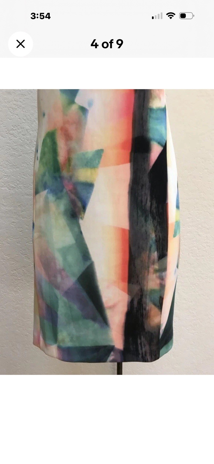 New Carmen Marc Valvo Multicolor Abstract Sheath Scuba Dress S