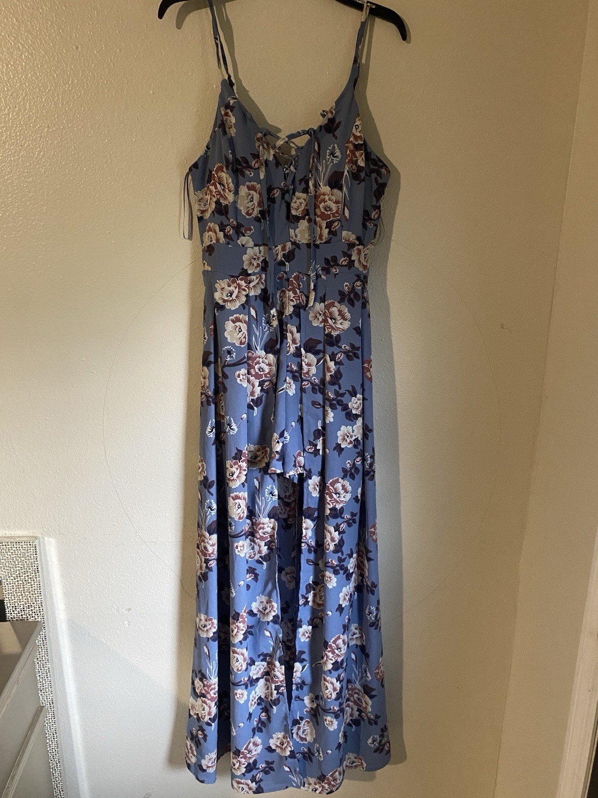 Romeo + Juliet Couture Blue Floral Chiffon Maxi Dress V-Neck Sleeveless S