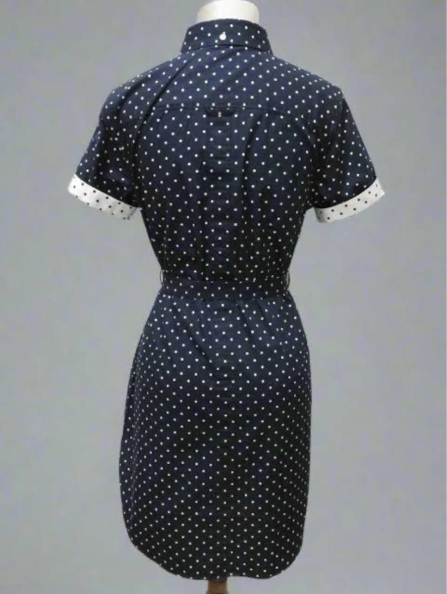 FRED PERRY Fred Perry Dot Pattern Shirt Dress UK8 Short Sleeve