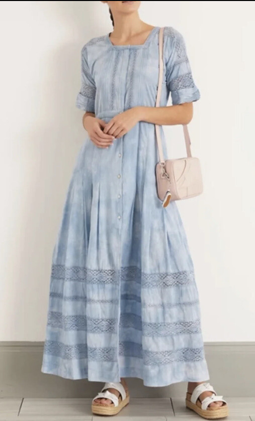 love shack fancy edie dress pacific indigo hand dye(M) New With Tags As Shown
