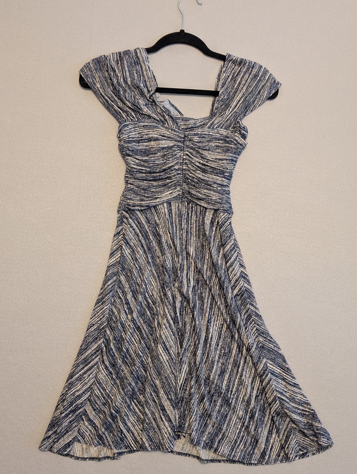 Anthropologie Plenty By Tracy Reese Drape Dress Womens S Blue White Asymmetric