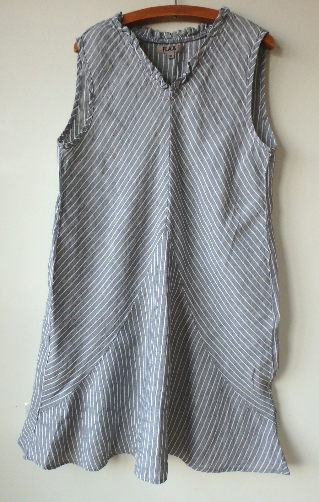FLAX Designs Linen Dress M & L NWT Special Dress GREY STRIPE