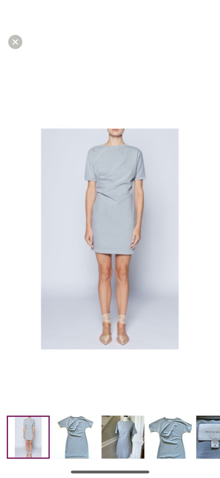Brochu Walker Heather Grey Ruched Side Draped T-Shirt Mini Dress XS NPL2254