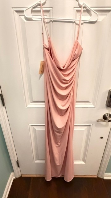 Katie May Los Angeles Blush Pink Draped Cowl Neck Maxi Dress Women’s NWT