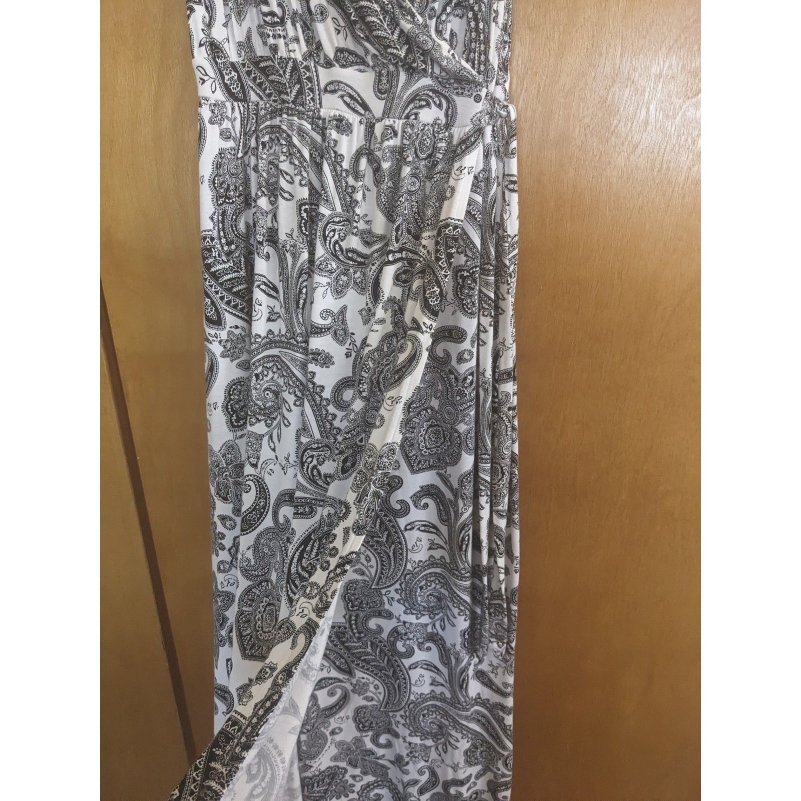 Old Navy Womens Black White Paisley Sleeveless Wrap Maxi Dress Large Petite