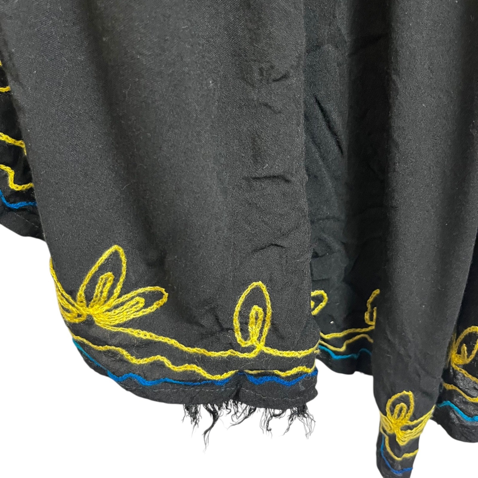 Exist Black Rayon Floral Embroidered Boho Tunic Dress V-Neck Free Size India