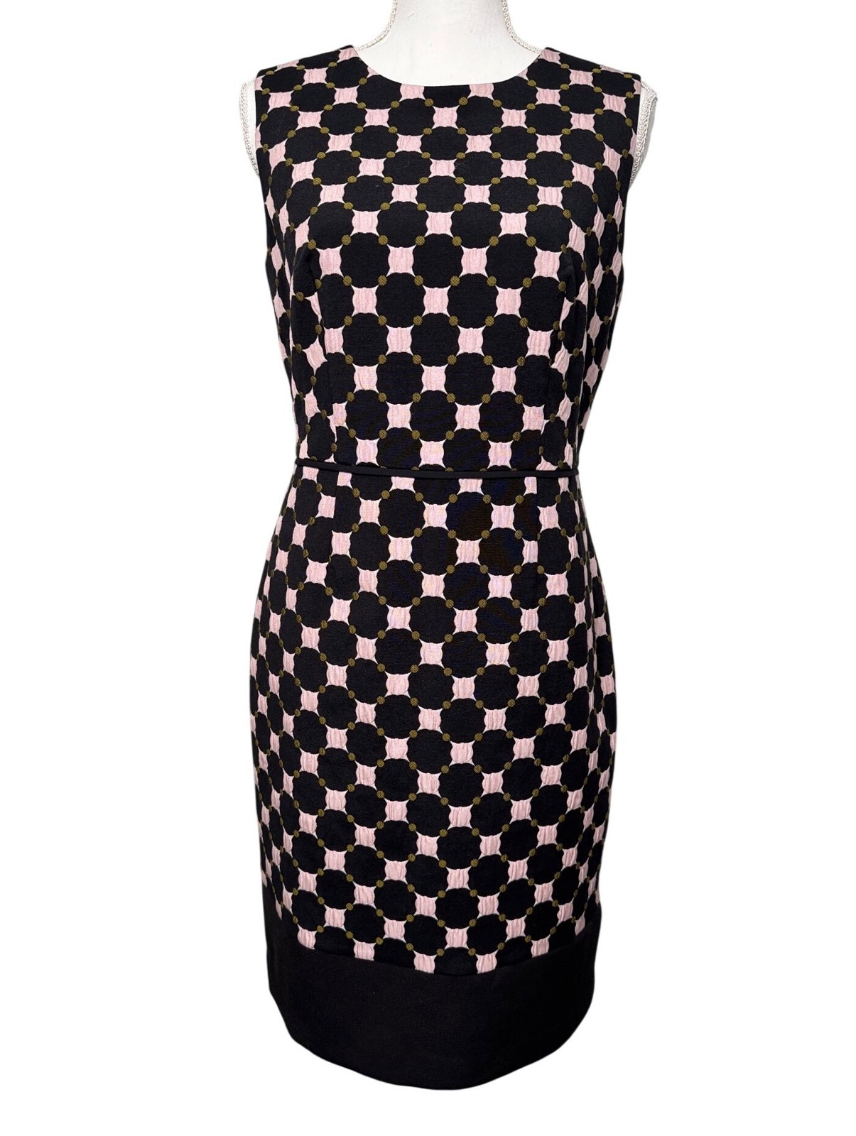 Ann Taylor Petite 00P Sleeveless Geometric Patterned Sheath Dress Black & Pink