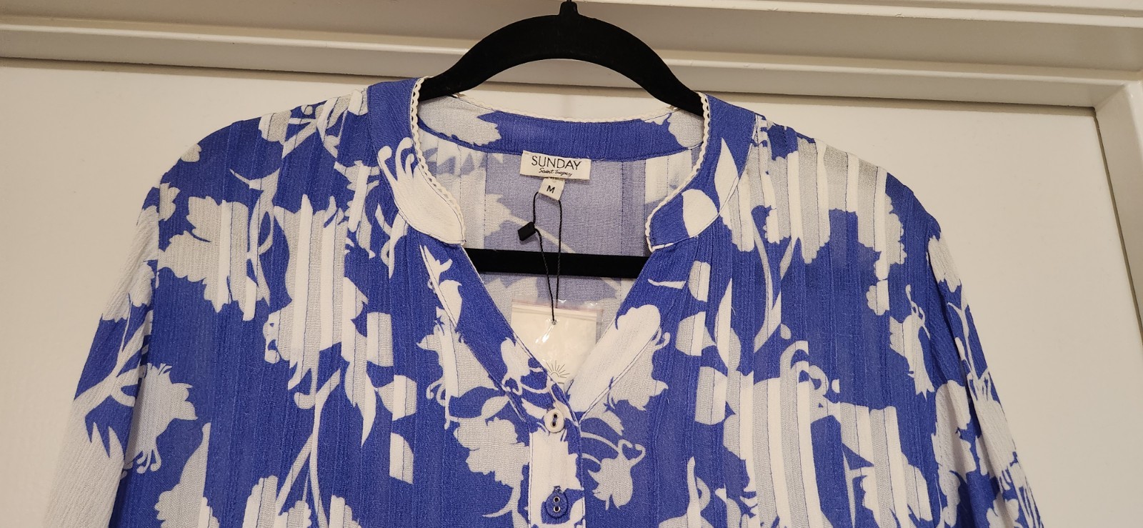 Sunday Saint Tropez Bella Ciao Flower Cover up Mini Dress Blue NWT Women Medium